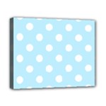 Polka Dots - White on Light Blue Canvas 10  x 8  (Stretched)