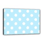 Polka Dots - White on Light Blue Canvas 18  x 12  (Stretched)