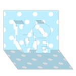 Polka Dots - White on Light Blue LOVE 3D Greeting Card (7x5)