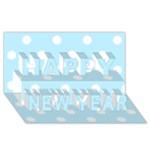 Polka Dots - White on Light Blue Happy New Year 3D Greeting Card (8x4)