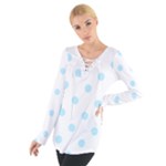 Polka Dots - Light Blue on White Women s Tie Up Tee