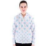 Polka Dots - Light Blue on White Women s Zipper Hoodie