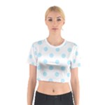 Polka Dots - Light Blue on White Cotton Crop Top
