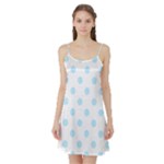 Polka Dots - Light Blue on White Satin Night Slip