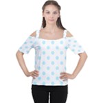 Polka Dots - Light Blue on White Women s Cutout Shoulder Tee