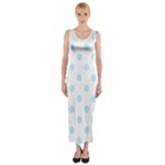 Polka Dots - Light Blue on White Fitted Maxi Dress