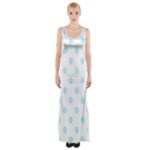 Polka Dots - Light Blue on White Maxi Thigh Split Dress