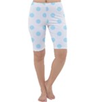 Polka Dots - Light Blue on White Cropped Leggings