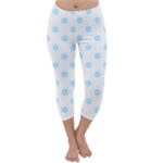 Polka Dots - Light Blue on White Capri Winter Leggings