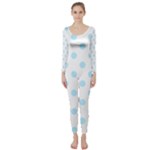 Polka Dots - Light Blue on White Long Sleeve Catsuit