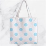 Polka Dots - Light Blue on White Zipper Grocery Tote Bag