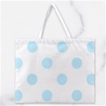 Polka Dots - Light Blue on White Zipper Large Tote Bag