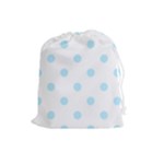 Polka Dots - Light Blue on White Drawstring Pouch (L)