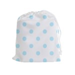 Polka Dots - Light Blue on White Drawstring Pouch (XL)