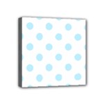Polka Dots - Light Blue on White Mini Canvas 4  x 4  (Stretched)