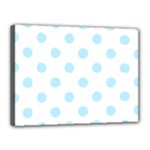 Polka Dots - Light Blue on White Canvas 16  x 12  (Stretched)