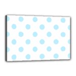 Polka Dots - Light Blue on White Canvas 18  x 12  (Stretched)