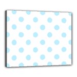 Polka Dots - Light Blue on White Canvas 20  x 16  (Stretched)