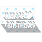 Polka Dots - Light Blue on White Happy Birthday 3D Greeting Card (8x4)