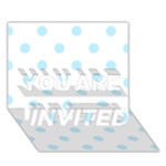 Polka Dots - Light Blue on White YOU ARE INVITED 3D Greeting Card (7x5)