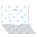Polka Dots - Light Blue on White Circle 3D Greeting Card (7x5)