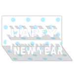 Polka Dots - Light Blue on White Happy New Year 3D Greeting Card (8x4)