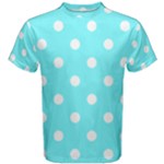 Polka Dots - White on Electric Blue Men s Cotton Tee