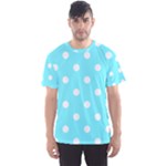Polka Dots - White on Electric Blue Men s Sport Mesh Tee