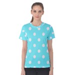 Polka Dots - White on Electric Blue Women s Cotton Tee