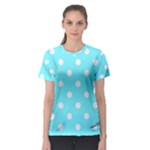 Polka Dots - White on Electric Blue Women s Sport Mesh Tee