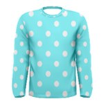 Polka Dots - White on Electric Blue Men s Long Sleeve T-shirt