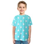 Polka Dots - White on Electric Blue Kid s Sport Mesh Tee