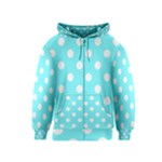 Polka Dots - White on Electric Blue Kid s Zipper Hoodie