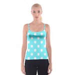 Polka Dots - White on Electric Blue Spaghetti Strap Top