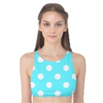 Polka Dots - White on Electric Blue Tank Bikini Top