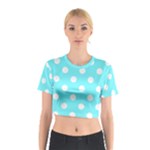 Polka Dots - White on Electric Blue Cotton Crop Top