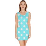 Polka Dots - White on Electric Blue Bodycon Dress
