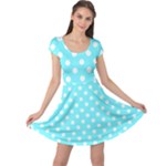 Polka Dots - White on Electric Blue Cap Sleeve Dress