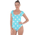 Polka Dots - White on Electric Blue Short Sleeve Leotard (Ladies)