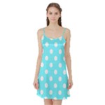 Polka Dots - White on Electric Blue Satin Night Slip