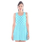 Polka Dots - White on Electric Blue Scoop Neck Skater Dress