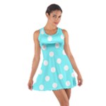 Polka Dots - White on Electric Blue Cotton Racerback Dress