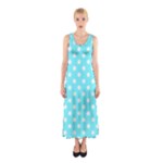 Polka Dots - White on Electric Blue Full Print Maxi Dress