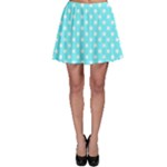 Polka Dots - White on Electric Blue Skater Skirt
