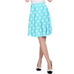 Polka Dots - White on Electric Blue A-Line Skirt
