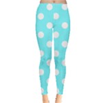 Polka Dots - White on Electric Blue Women s Leggings