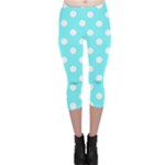 Polka Dots - White on Electric Blue Capri Leggings