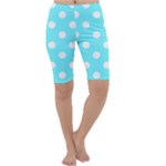 Polka Dots - White on Electric Blue Cropped Leggings