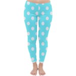 Polka Dots - White on Electric Blue Winter Leggings