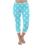 Polka Dots - White on Electric Blue Capri Winter Leggings
